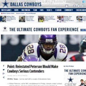 La web oficial de los Cowboys publicó un artículo que analiza el posible fichaje de Adrian Peterson.