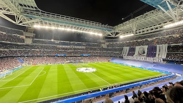 El Santiago Bernabéu, engalanado para un duelo de Champions.