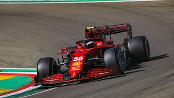 55 SAINZ Carlos (spa), Scuderia Ferrari SF21, action during the Formula 1 Pirelli Gran Premio Del Made In Italy E Dell emilia Romagna 2021 from April 16 to 18, 2021 on the Autodromo Internazionale Enzo e Dino Ferrari, in Imola, Italy - Photo Florent Gooden / DPPI
 AFP7 
 16/04/2021 ONLY FOR USE IN SPAIN