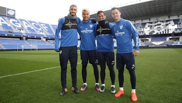 Villanueva, Pe&ntilde;aranda, Rosales y Juanpi antes de su partido del 21 de enero contra el Real Madrid. El primero est&aacute; cedido en el C&aacute;diz.