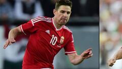 Hungary&#039;s midfielder Zoltan Gera and Portugal&#039;s forward Cristiano Ronaldo. Hungary will face Portugal in Euro 2016 group F.