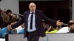 Pablo Laso, entrenador del Real Madrid, durante un partido.