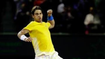 <b>ALEGRÍA. </b>Nadal celebra con un salto su victoria contra Tsonga.