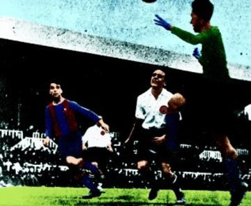 José Samitier empata con Esnaola con 83 partidos. El jugador del Barcelona y Real Madrid anotó 70 goles en la competición.