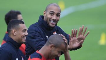 Nzonzi está feliz con su rendimiento y con el del Sevilla. En la imagen, en el entrenamiento de aye