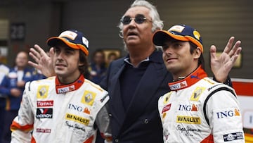 Alonso, Briatore y Nelsinho.