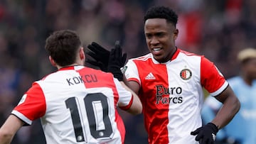 Luis Sinisterra en un partido del Feyenoord.