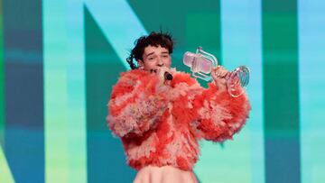 Nemo representing Switzerland celebrates after winning during the Grand Final of the 2024 Eurovision Song Contest, in Malmo, Sweden, May 11, 2024. REUTERS/Leonhard Foeger