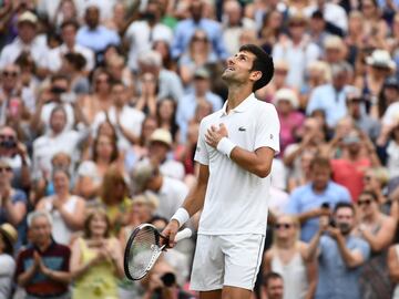 Novak Djokovic celebra su victoria ante Rafael Nadal 