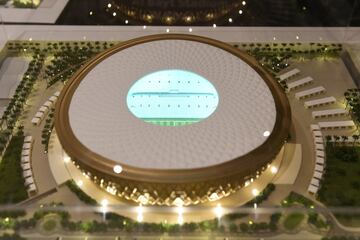 Maqueta de los estadios del Mundial 2022. Estadio de Lusail, también conocido como Iconic Sadium, esta situado a 15 km de Doha y tiene capacidad para 80.000 aficionados.