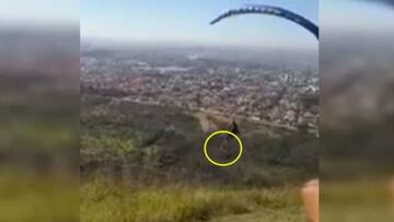Un parapente estaba despegando en Sete Lagoas cuando de golpe un perro se enganchó en la silla del piloto.