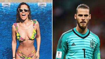 Imágenes de la cantante Edurne en bikini en una piscina y del futbolista David de Gea en un partido con la selección española.