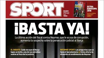 Portada del Diario Sport del día 8 de junio de 2016.