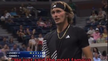 Zverev le cuenta al juez de silla lo ocurrido con un seguidor en la grada.