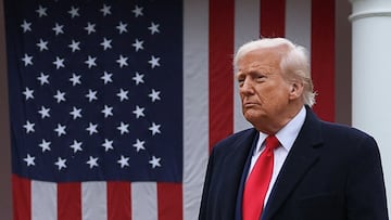 U.S. President Donald Trump stands, after delivering remarks on tariffs, in the Rose Garden at the White House in Washington, D.C., U.S., April 2, 2025. REUTERS/Leah Millis