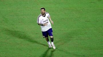 Argentina's Lionel Messi takes part in a training session at Manuel Barradas stadium in Salvador, state of Bahia, Brazil