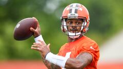 BEREA, OH - JUNE 14: Deshaun Watson #4 of the Cleveland Browns throws a pass during the Cleveland Browns mandatory minicamp at CrossCountry Mortgage Campus on June 14, 2022 in Berea, Ohio.   Nick Cammett/Getty Images/AFP
== FOR NEWSPAPERS, INTERNET, TELCOS & TELEVISION USE ONLY ==