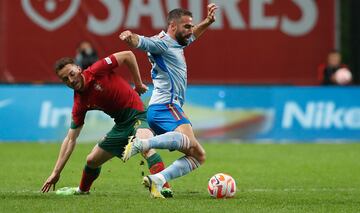 Diogo Jota y Dani Carvajal.