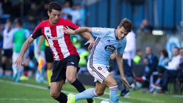 Denis Suárez conduce el balón durante el último partido ante el Athletic.