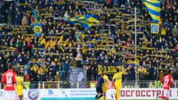 La afición del Rostov, encantada con el liderato de su equipo en Rusia.