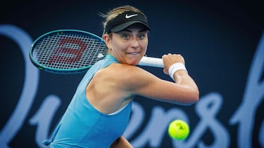 Paula Badosa en el partido contra Elina Avanesyan en Brisbane.