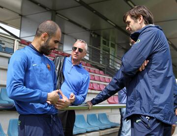 Charlando con Pep Guardiola.