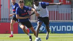 Marcos Llorente con Thomas en un partidillo del Atl&eacute;tico.