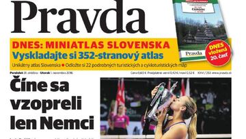 El medio eslovaco Pravda le dio su foto de portada a Dominika Cibulkova tras su triunfo en las WTA Finals.