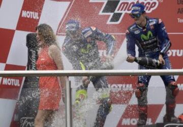 Maverick Viñales, ganador de la carrera. Segundo fue Rossi y Crutchlow, tercero.