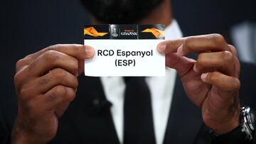 Soccer Football - Europa League - Round of 32 draw - Nyon, Switzerland - December 16, 2019   Frederic Kanoute draws Espanyol   REUTERS/Denis Balibouse