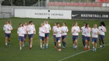 El Lyon, este martes durante su entrenamiento en el campo 1 de la Ciudad Deportiva de Majadahonda.