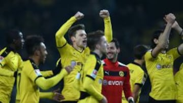 Los jugadores del Borussia celebran la victoria ante el Hoffenheim.