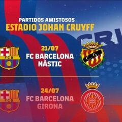 El Barça recibirá al Girona el 24 de julio en el Johan Cruyff