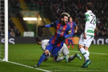 Messi celebrates putting Barça 1-0 up.