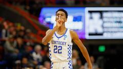 BOISE, ID - MARCH 17: Shai Gilgeous-Alexander #22 of the Kentucky Wildcats gestures during the first half against the Buffalo Bulls in the second round of the 2018 NCAA Men&#039;s Basketball Tournament at Taco Bell Arena on March 17, 2018 in Boise, Idaho.   Kevin C. Cox/Getty Images/AFP
 == FOR NEWSPAPERS, INTERNET, TELCOS &amp; TELEVISION USE ONLY ==
