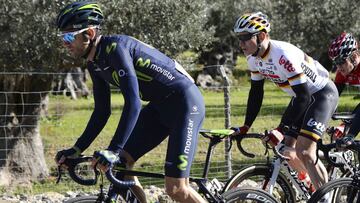 Alejandro Valverde y Andr&eacute; Greipel ruedan durante la disputa del XXVI Playa de Palma Challenge Ciclista a Mallorca.