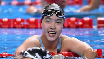 Yu Zidi, después de la semifinal en la que logró el billete para luchar por la medalla.