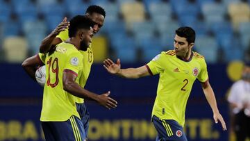 Jugadores de la Selección Colombia en un partido de Copa América