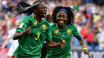 Ajara Nchout celebra el gol ante Nueva Zelanda en el Mundial de Francia. 