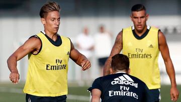 Marcos Llorente, en el primer entrenamiento del Real Madrid durante este inicio de pretemporada.