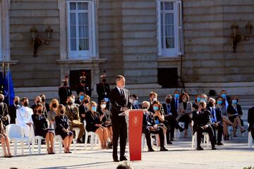 El Felipe VI durante su discurso en el homenaje a las víctimas por la Covid-19