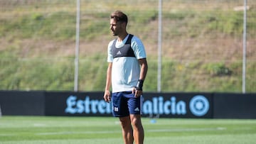 Kevin Vázquez durante un entrenamiento con el Celta.