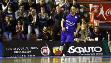 Marko Popovic celebra una canasta ante el Movistar Estudiantes.