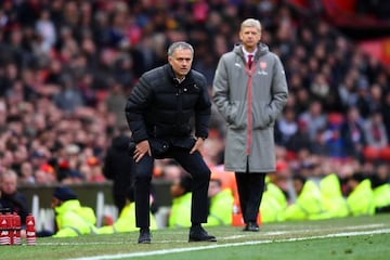 Jose Mourinho, Manager of Manchester United looks on during the Premier League match between Manchester United and Arsenal at Old Trafford.