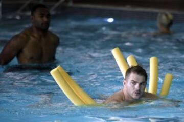 El jugador australiano Drew Mitchell durante la sesión de recuperación para preparar el partido de la final del Mundial de rugby ante Nueva Zelanda.