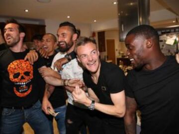 Jamie Vardy's party: Leicester's euphoria explosion in images