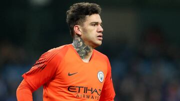 Ederson con el Manchester City. 