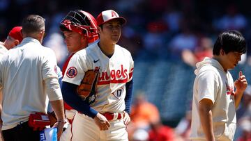 Ohtani abandonó el primer encuentro de los Angels en una doble cartelera