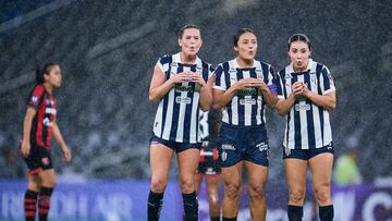 Rebeca Bernal celebrates her goal 3-0 of Monterrey during the 4th round match between Monterrey and LDA Alajuelense as part of the Concacaf W Champions Cup at BBVA Bancomer Stadium on October 17, 2024 in Monterrey, Nuevo Leon, Mexico.