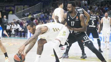 Trey Thompkins, durante un partido de la Euroliga con el Real Madrid